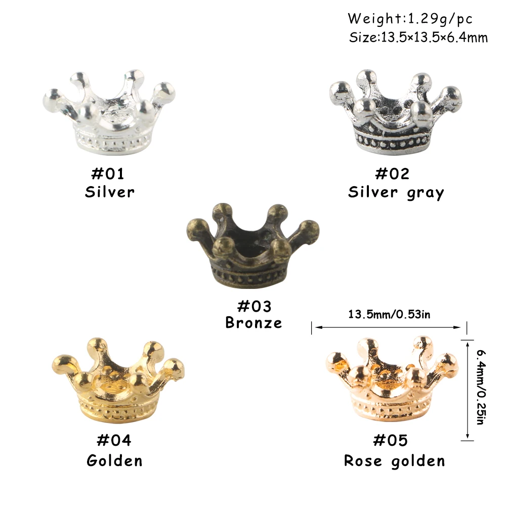 Cuentas metálicas vintage con diseño corona imperial para manualidades
