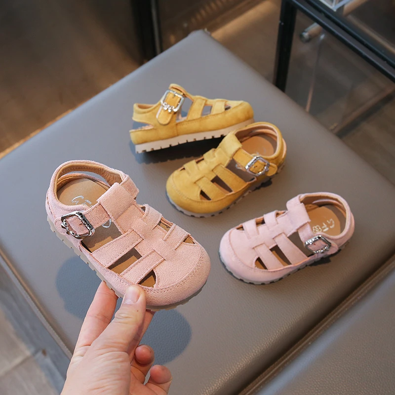 Sandalias para niñas, recortes, zapatos de playa para niños, zapatos casuales de verano para niños pequeños, sandalias antideslizantes de suela blanda para bebés, talla 21-30