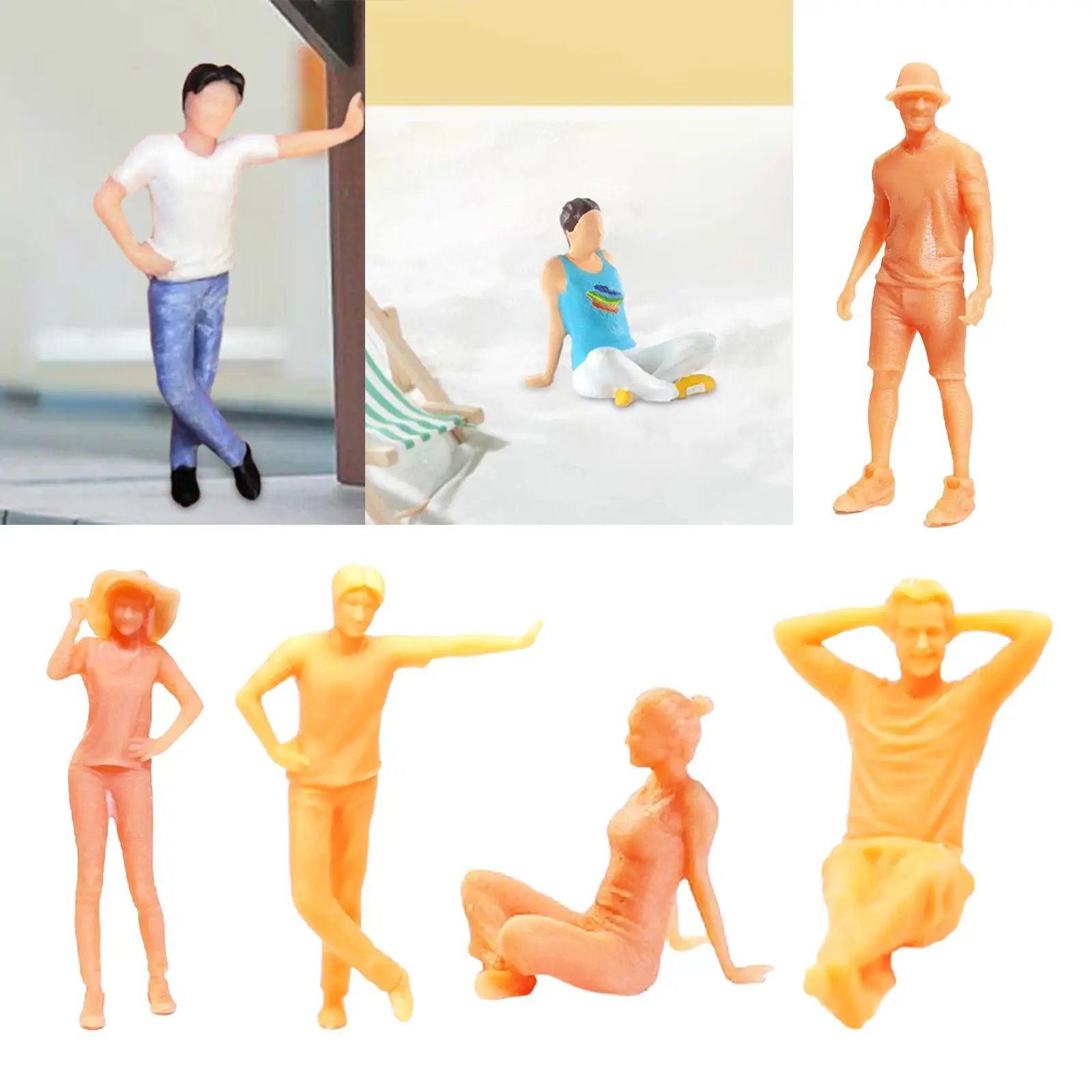 1/64 Scale Model People DIY Scenery Realistic Unpainted Figures for Fairy Garden