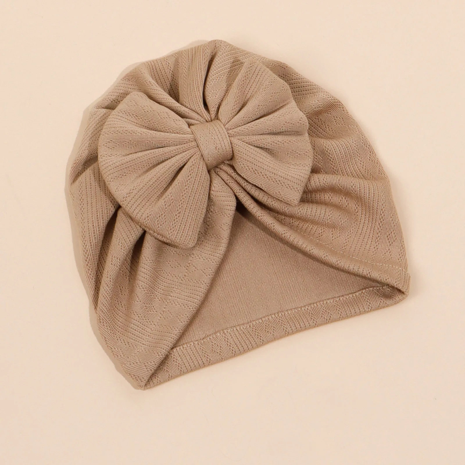 Gorro de punto con lazo para bebé, gorro liso para bebé y niña, turbante suave para recién nacido, gorros transpirables para la cabeza, verano - imagen 3