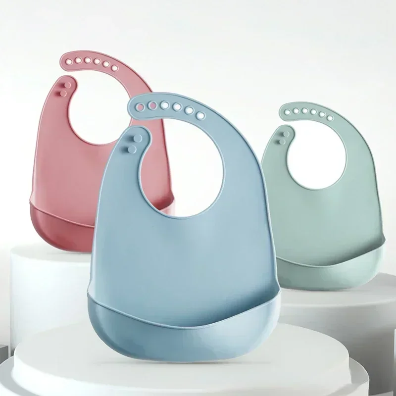 Baberos de silicona comestible para bebé impermeables ajustables - imagen 5