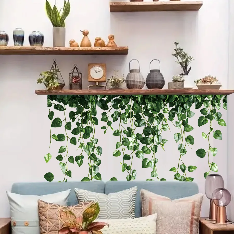 Pegatinas de pared autoadhesivas de plantas verdes frescas para dormitorios, salas de estudio, decoración del hogar, pegatinas de pared - imagen 4