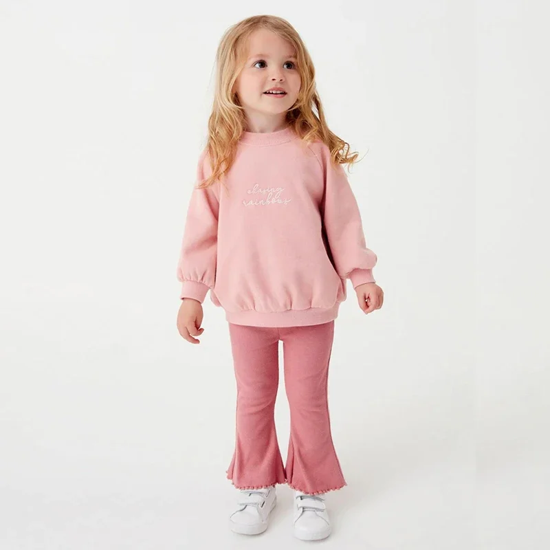 Milangel-Conjunto de ropa informal para niños y niñas, jersey con capucha y pantalones sólidos, 2 piezas, otoño - imagen 2