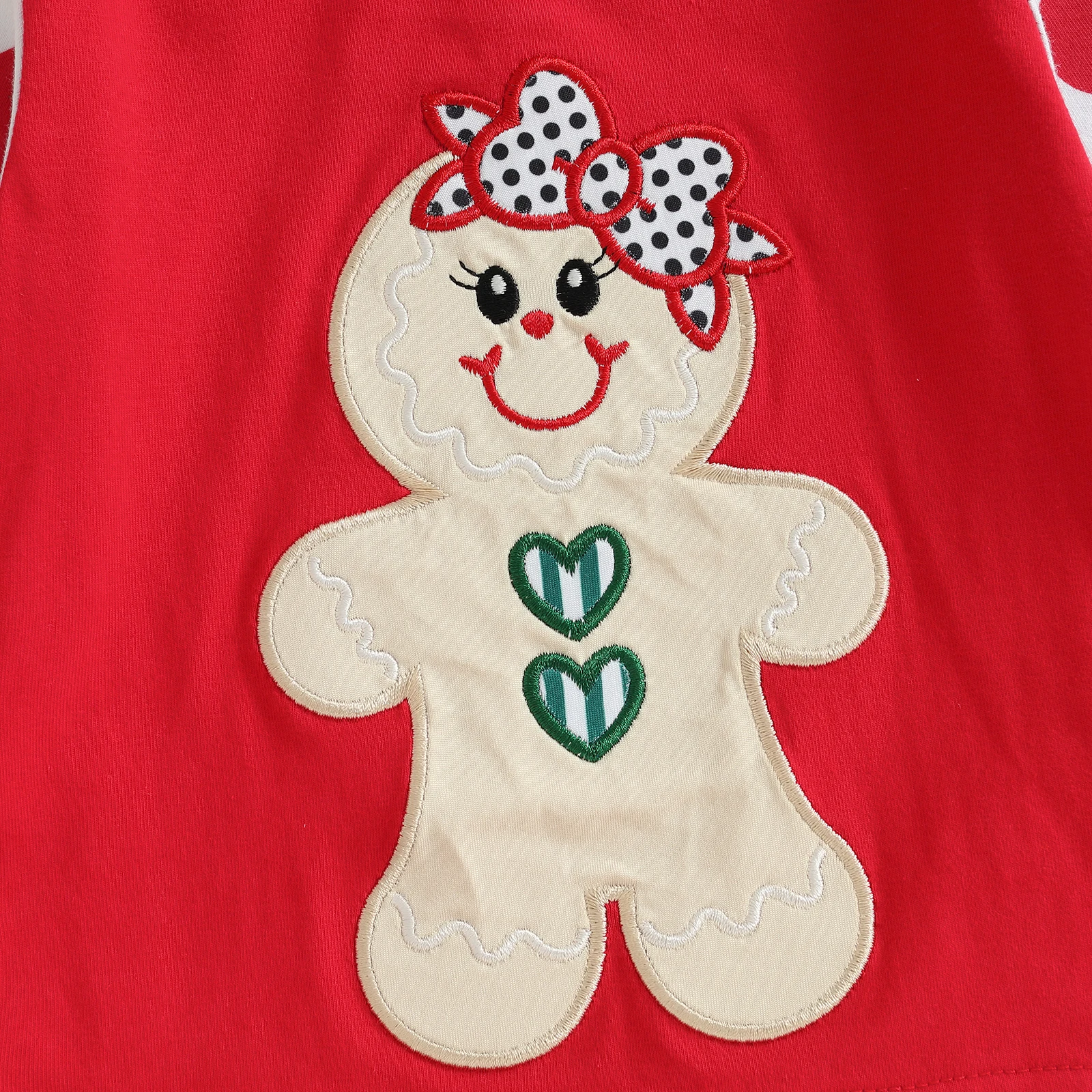 SUNSIOM Conjunto de ropa navideña para niños de 1 a 6 años, jersey de manga larga de pan de jengibre con pantalones de lunares/rayos, traje de 2 piezas - imagen 4