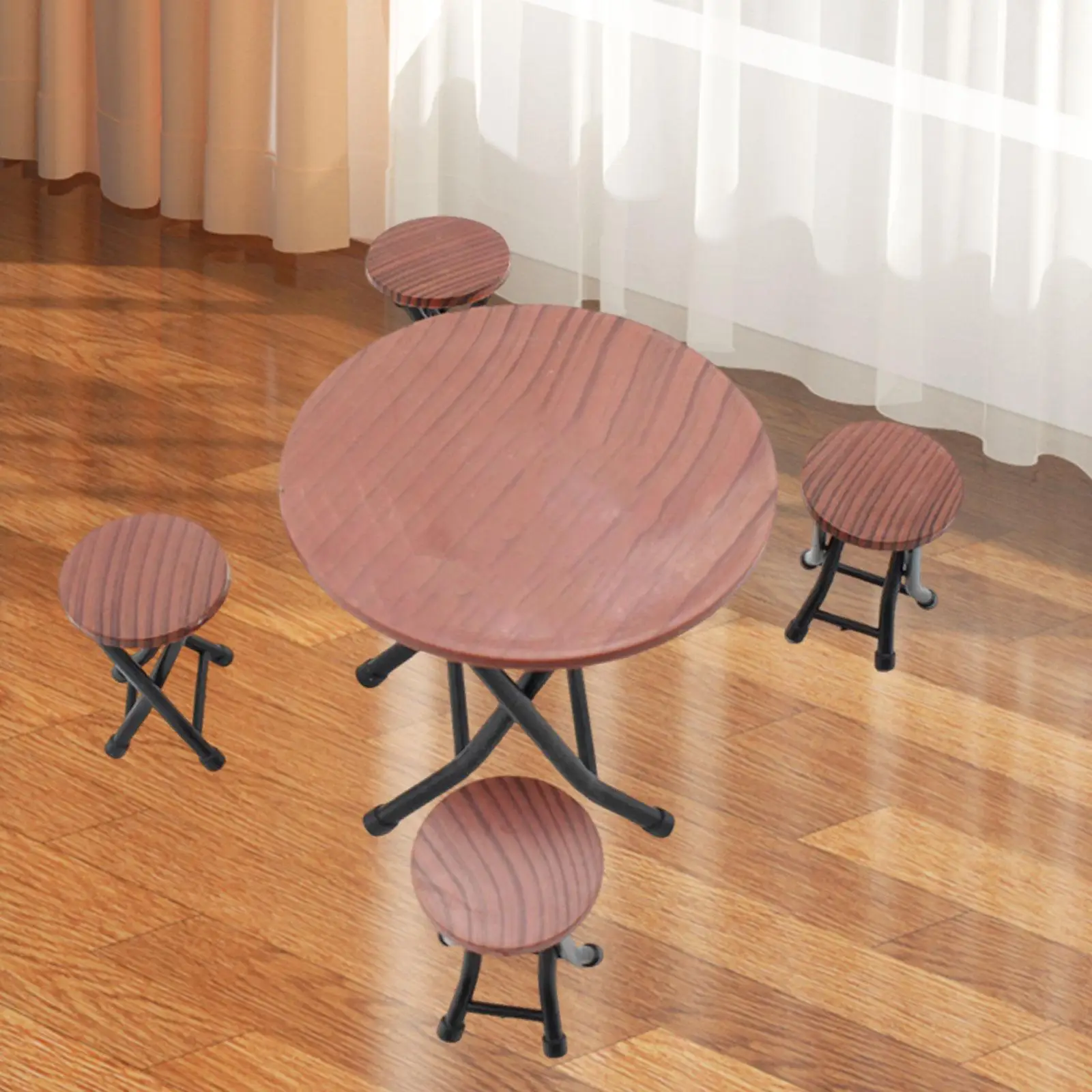 1:12 Scale Dollhouse Desk Chair Simulation Life Scene Dining Round Table Set