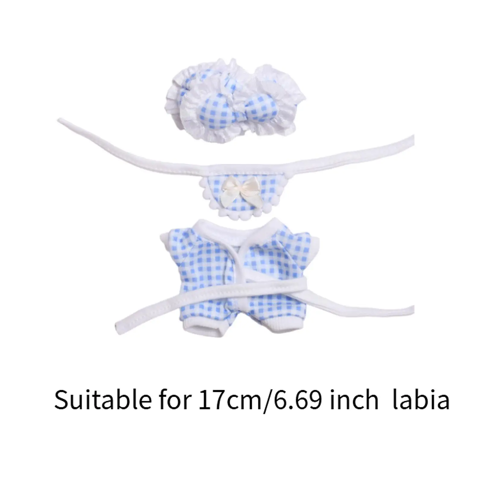 3 Pieces Fashion Dolls Pajamas and Bib Headband Accessory Miniature Clothes for 17cm Dolls Girl Dolls Dress up Children's Gifts