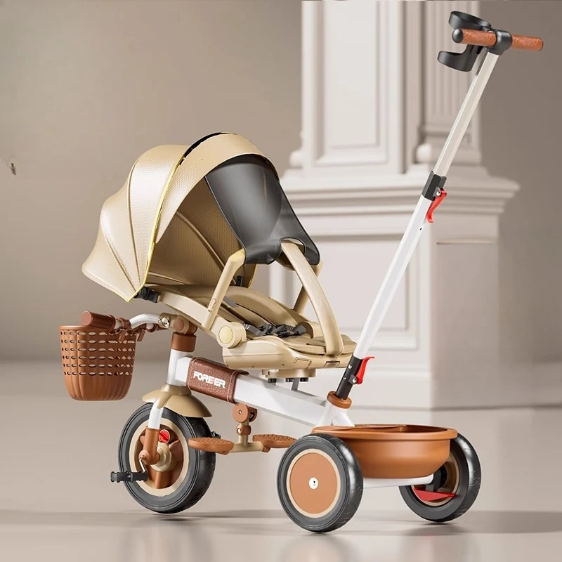 Triciclo convertible 3 en 1 para bebé, asiento reclinable con dosel y cesta de almacenamiento, estructura de acero para niños de 0 a 6 años - imagen 4