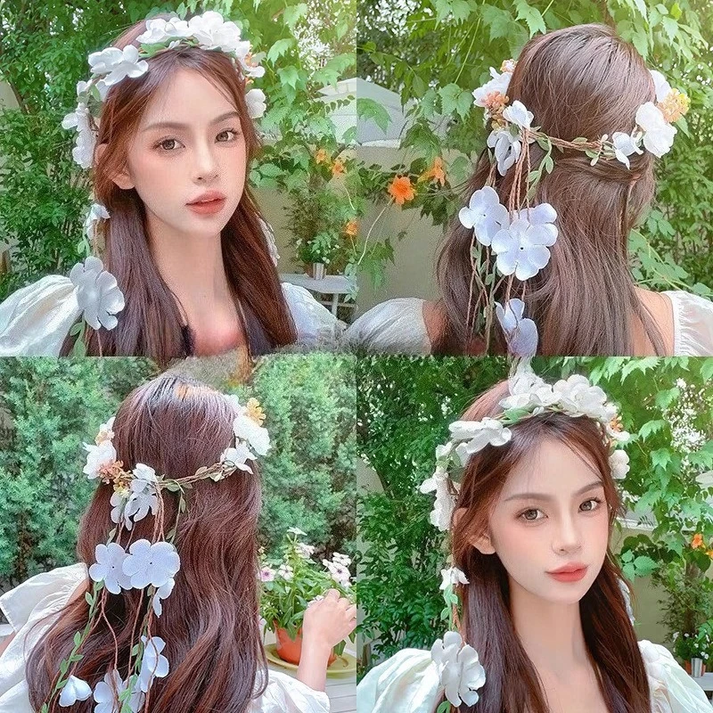 Diadema floral ajustable estilo corona mariposa boho para niña