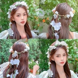 Diadema floral ajustable estilo corona mariposa boho para niña