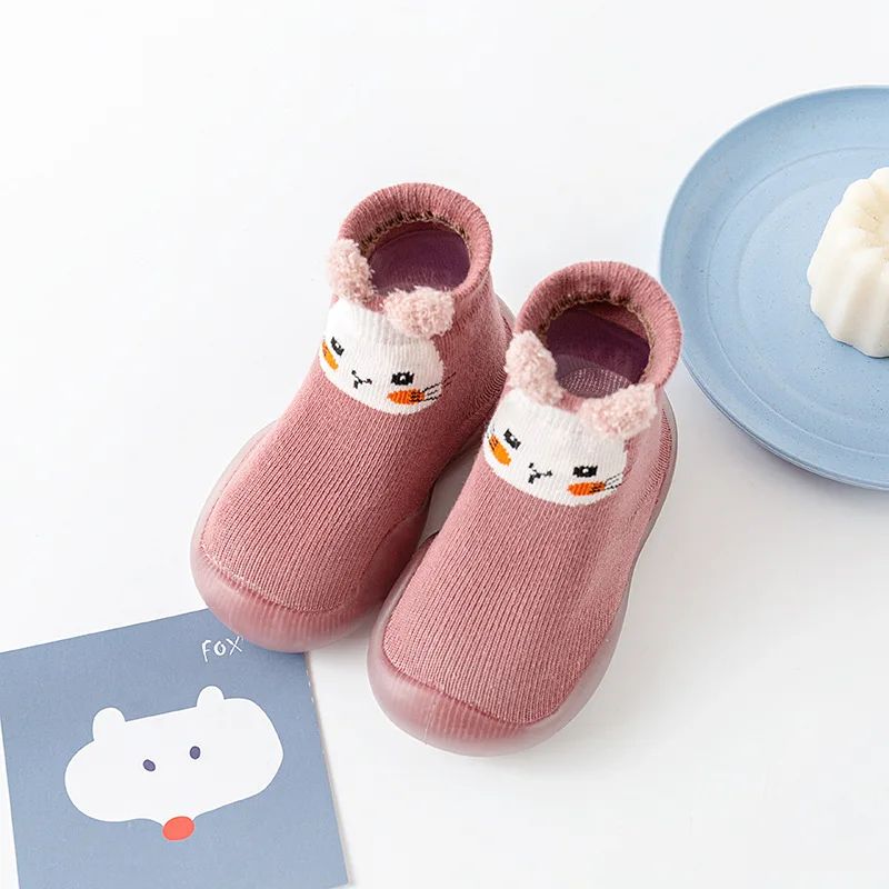 Calcetines de invierno con dibujos de animales para niños y niñas recién nacidos, zapatos bonitos para niños pequeños, calcetines de piso con suela de goma suave antideslizante, cosas infantiles - imagen 5