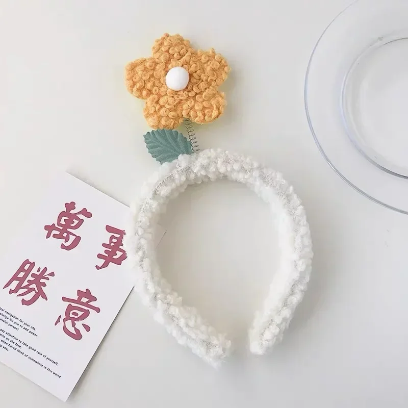 Diadema de girasol de felpa para niños y niñas, bonita diadema para el cuidado de la piel, banda para el cabello suave antideslizante de dibujos animados peludos para niños y estudiantes - imagen 5
