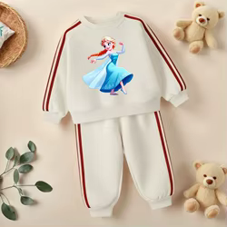 Conjuntos de sudaderas informales para niños, sudaderas con capucha y pantalón largo con cuello redondo, traje de dos piezas, chándales para niñas de Disney, primavera 2026