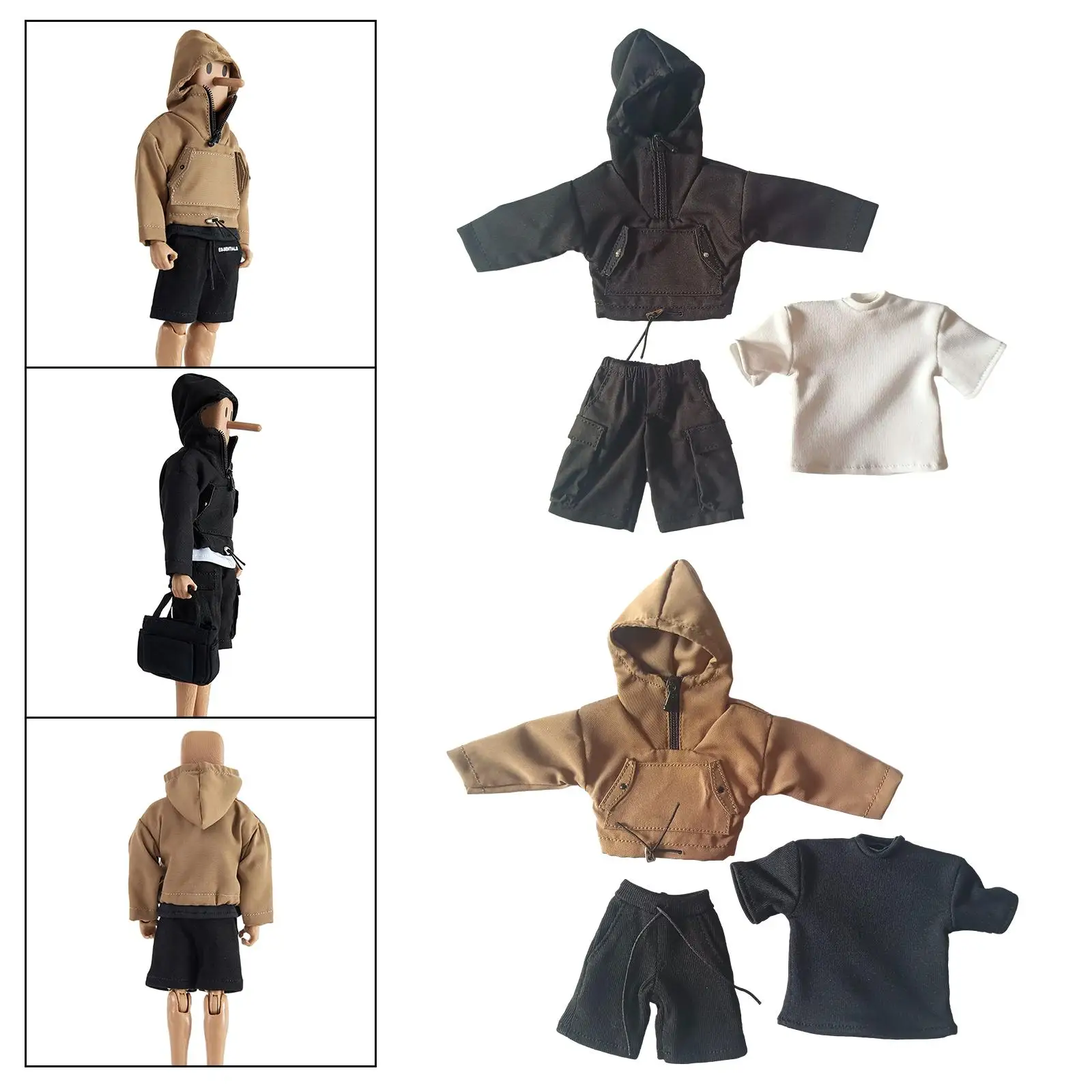 1/12 Scale Miniature Male Doll Clothes Handmade Men's Casual Outfits Classic for 6 inch Male Collectable Action Figures Dress up