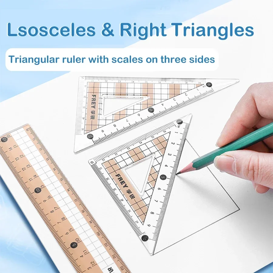 7 unids/set regla geométrica matemática herramientas de dibujo multifuncionales para estudiantes útiles escolares papelería de diseño de ingeniería duradera - imagen 4