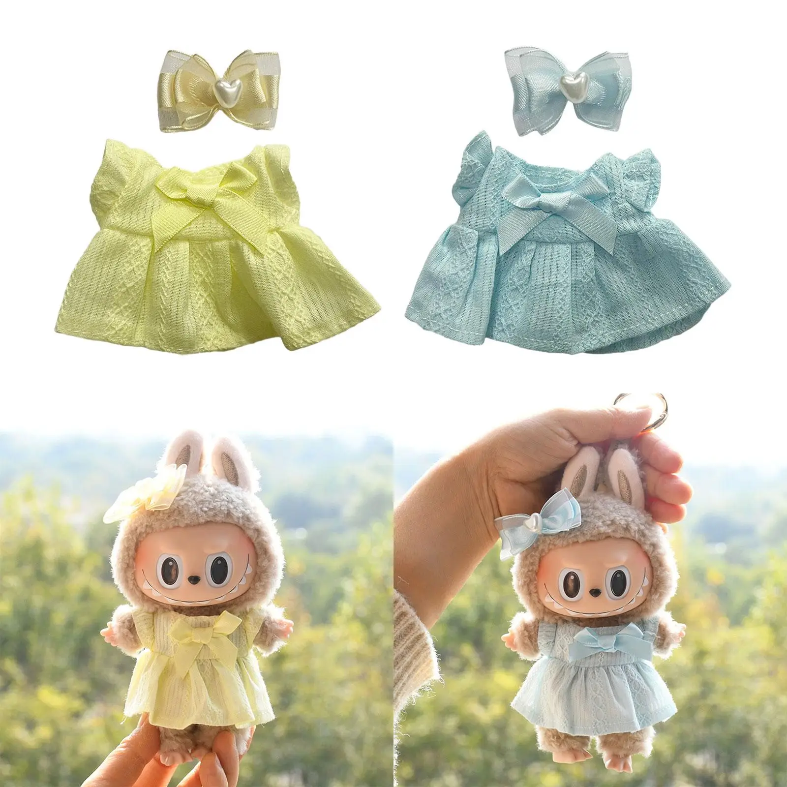 2Pcs Mini 6 inch Doll Clothes with Headwear with Hat Costumes Comfortable Doll Accessories Clothing Doll Clothes for Dolls Girls