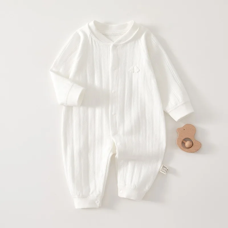 ¡Onesie de algodón recién nacido para primavera/otoño! Pelele de manga larga, agradable para la piel, transpirable, fácil de usar: cálido y cómodo para recién nacidos - imagen 2