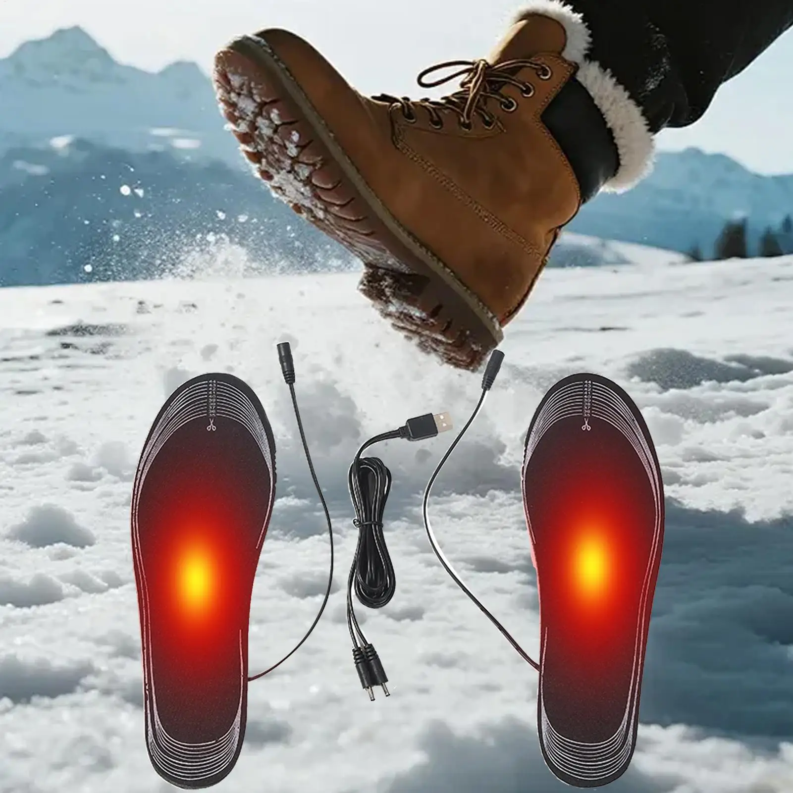 Plantillas eléctricas calentadas USB para zapatos de invierno – Lavables y cortables
