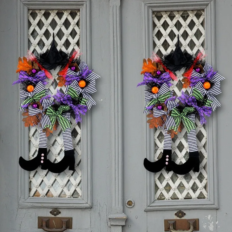 2/1 Uds. Decoración de terror, accesorios para fotos de casa fantasma, sombrero de bruja de Halloween, corona de calabaza de piernas largas - imagen 3