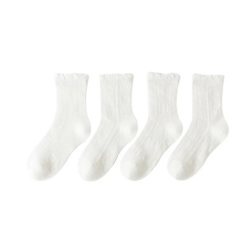 4 par/ser verano transpirable malla bebé niña calcetín Jacquard Bowknot Casual pantorrilla calcetín para niños suave algodón ligero princesa calcetín - imagen 5