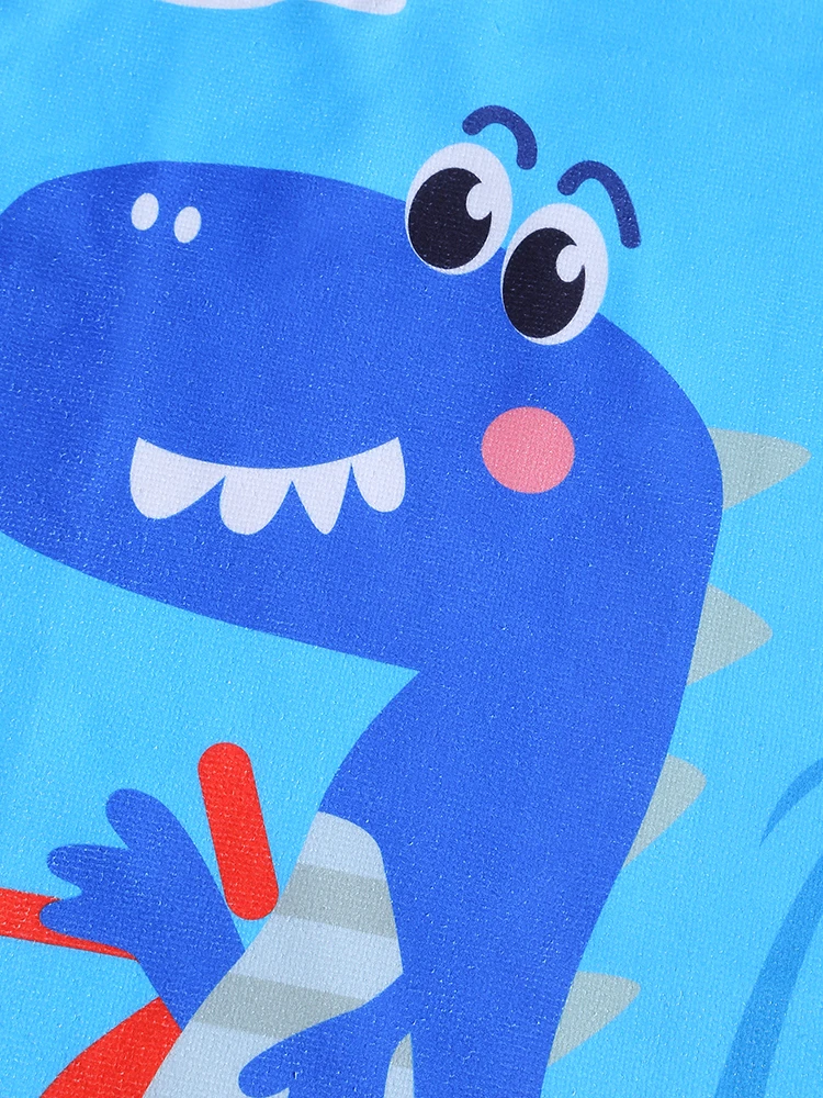 Toalla de chal con capucha para niños, traje de baño de playa para niños, bata, toalla de chal con capucha, dinosaurio animado - imagen 3