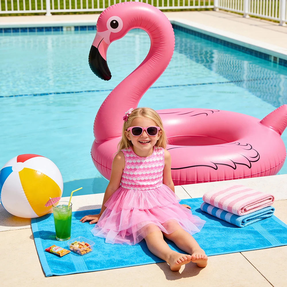 DXTON Vestido rosa sin mangas para niñas – Malla capas verano elástico - imagen 4