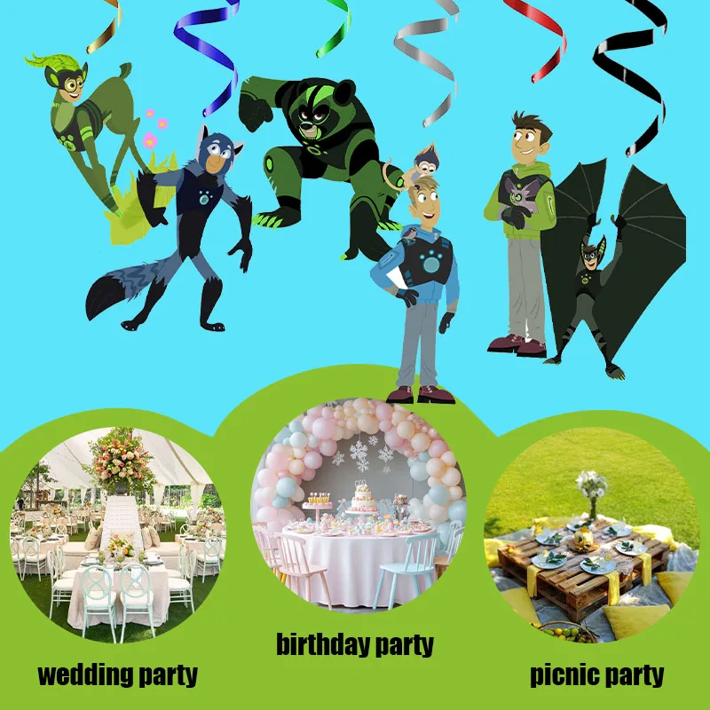 MINISO 6 uds. Colgante en espiral de Kratts salvajes de PVC para bodas, decoraciones de cumpleaños, decoración de flores de hidromasaje en el lugar - imagen 4