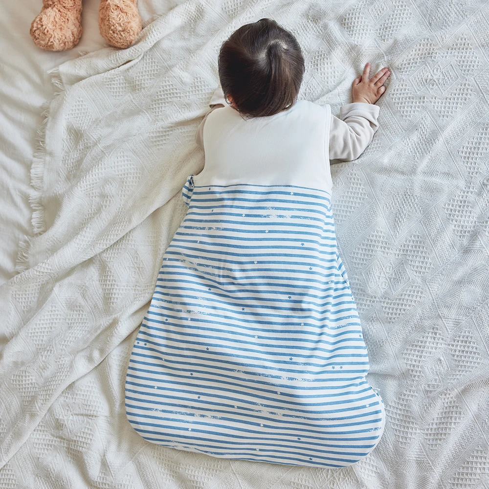 Saco de dormir para bebé de 0 a 24 meses, para niños y niñas, rayas azules y blancas, puntos de barro, estrellas, chaleco de otoño estampado, saco de dormir, manta antipatadas - imagen 2