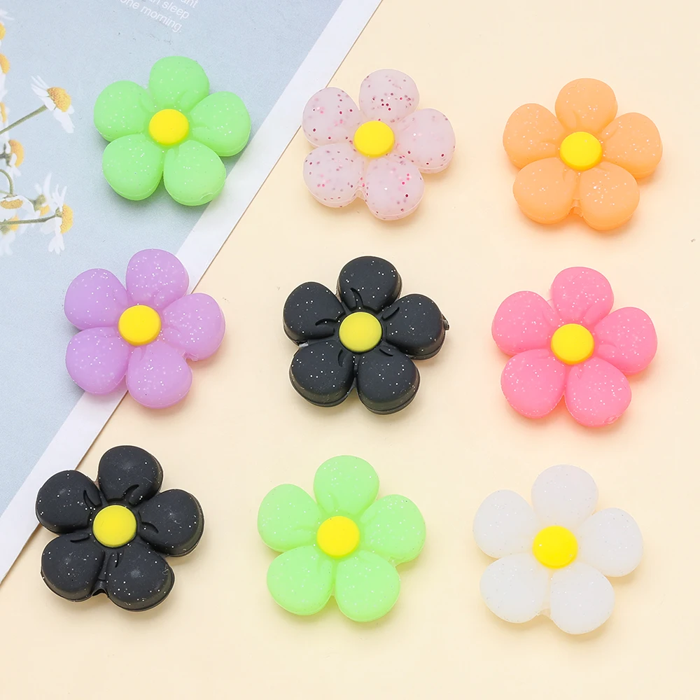 7 Uds. De cuentas de silicona con forma de flor de 27mm, sin Bpa, cadena de chupete para bebé, cuentas de dentición masticables para lactancia, accesorios para collar DIY - imagen 5