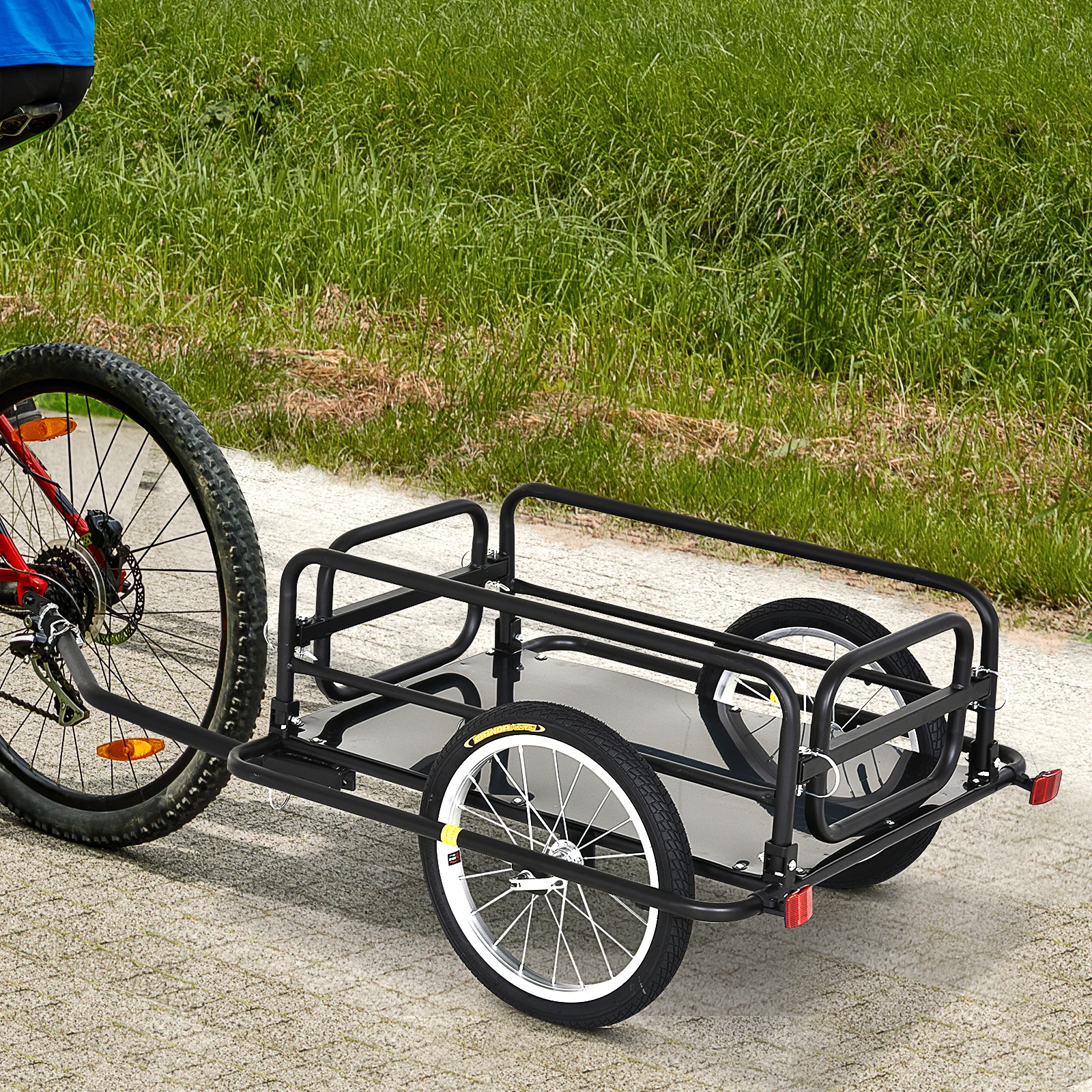 Pawhut Bicycle Trailer for Load 50kg Luggage Load Lightweight Steel Frame with Reflectors - imagen 2