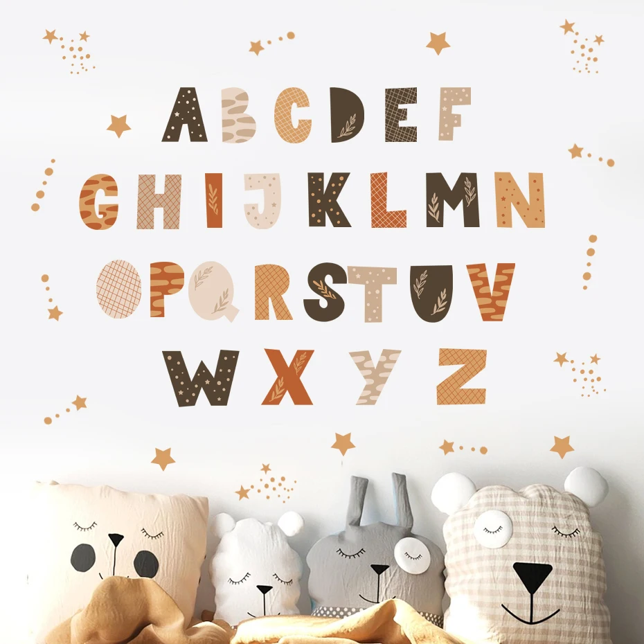 Pegatinas de pared infantiles de acuarela con alfabeto y estrellas - imagen 3
