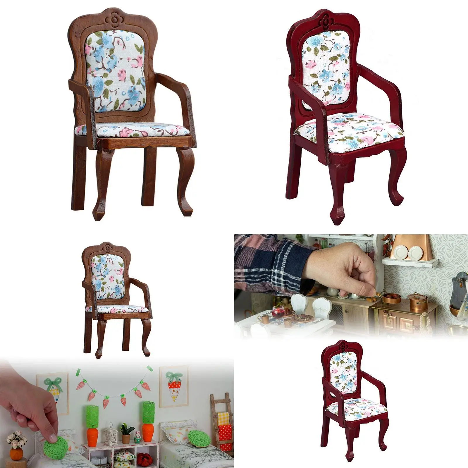 Silla para casa de muñecas, Mini sillón de simulación para sala de estar, cocina, manualidades DIY - imagen 4