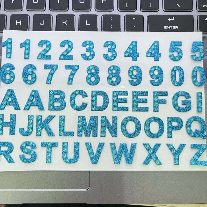 Pegatinas purpurina con letras y números para decoración DIY niños - imagen 3