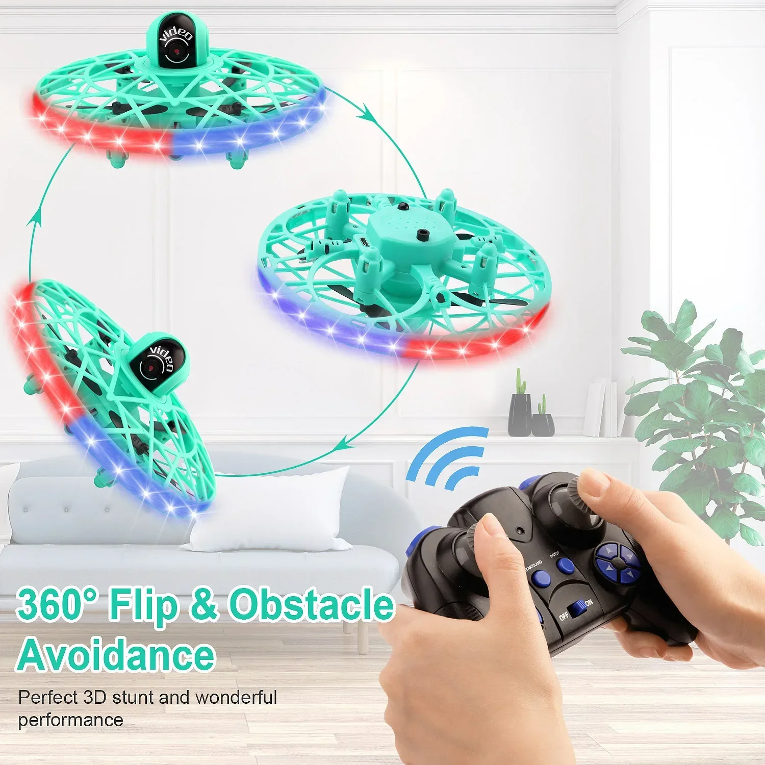 Dron volador interactivo con detección de gestos, 2,4G, Led, Rc, Control remoto aéreo, helicóptero, avión, cámara, juguete volador, regalo para niños - imagen 3