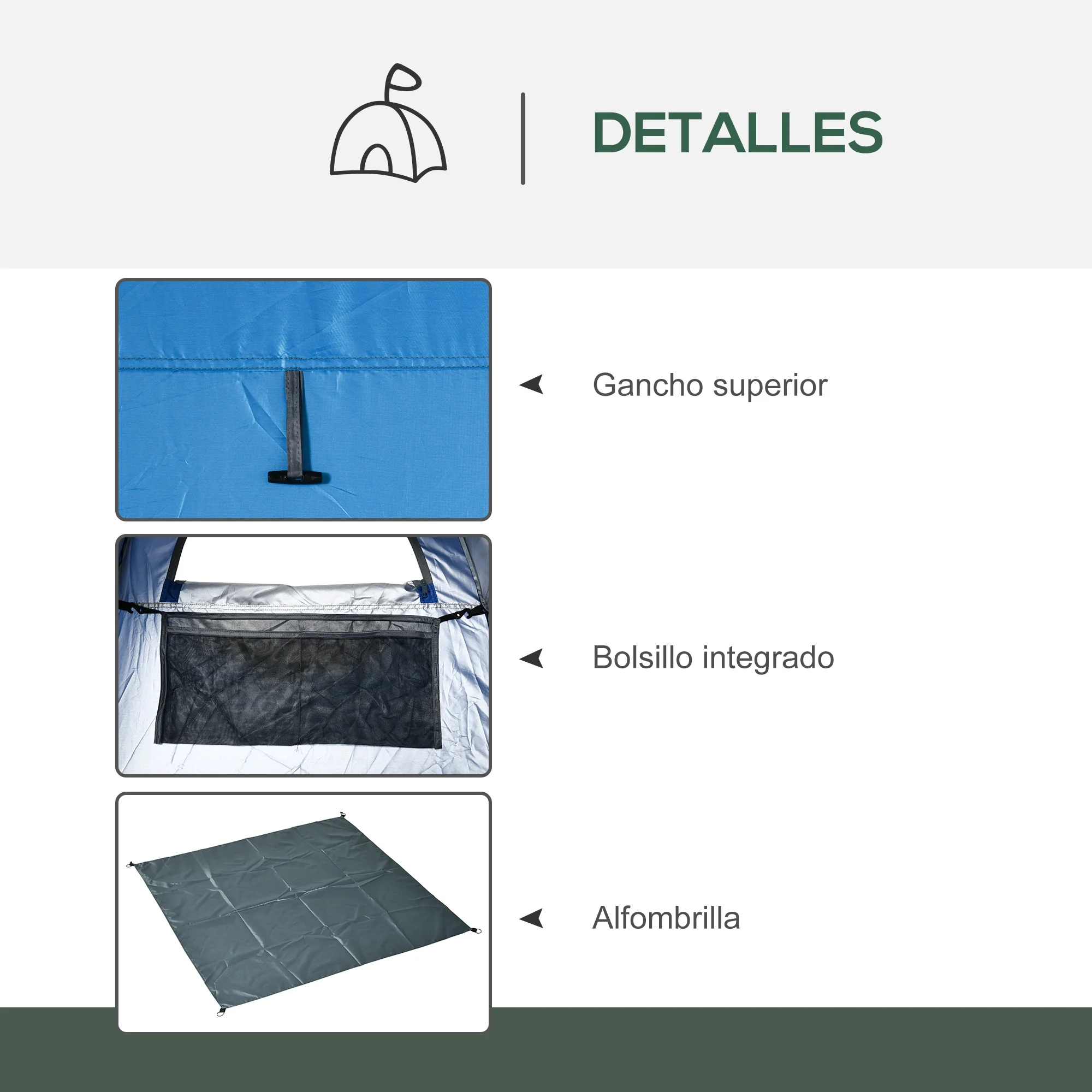 Outsunny Tienda de Ducha Instantánea Tienda de Privacidad Portátil con 1 Gancho Bolsillo Bolsa de Transporte y UV 20+ para Baño Vestuario Cambiador Inodoro 126x124x189 cm - imagen 5