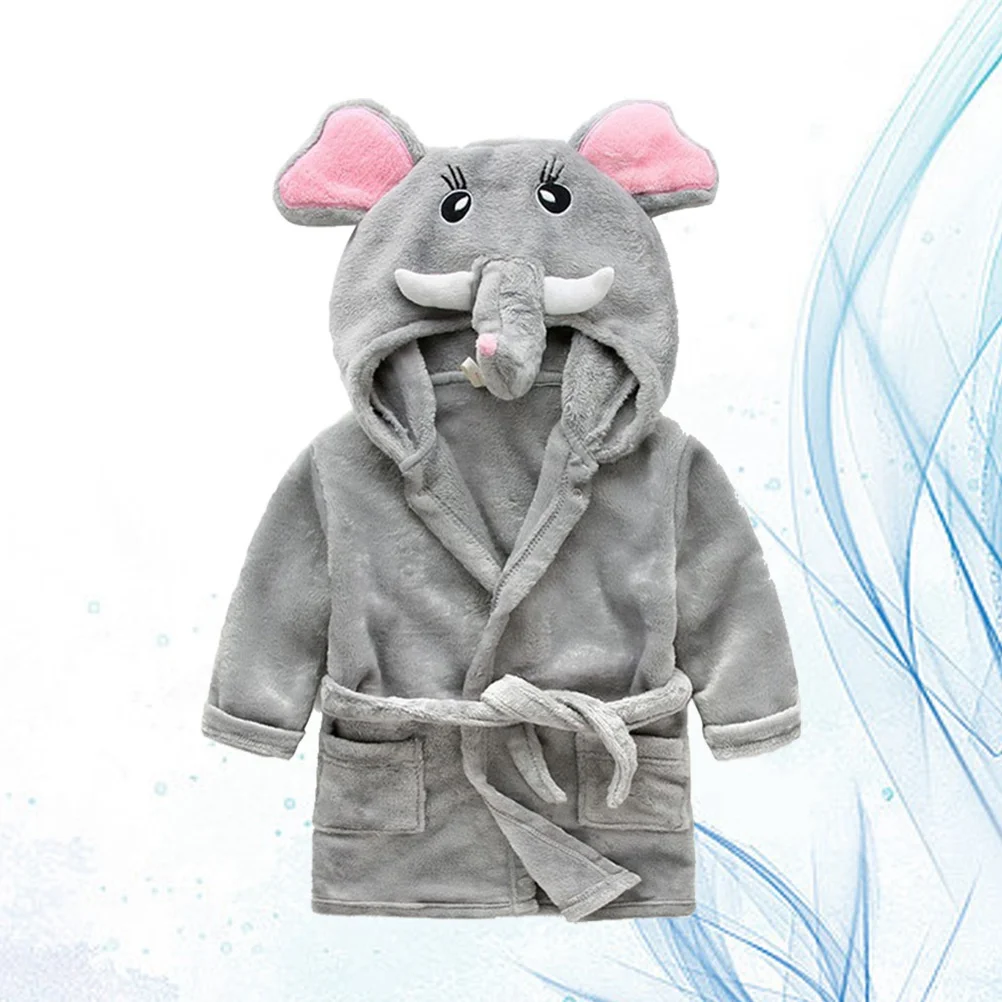 Albornoz de elefante para niños, camisón con capucha de dibujos animados, bata de lana suave, pijamas de animales, ropa de dormir cómoda y cálida para niños