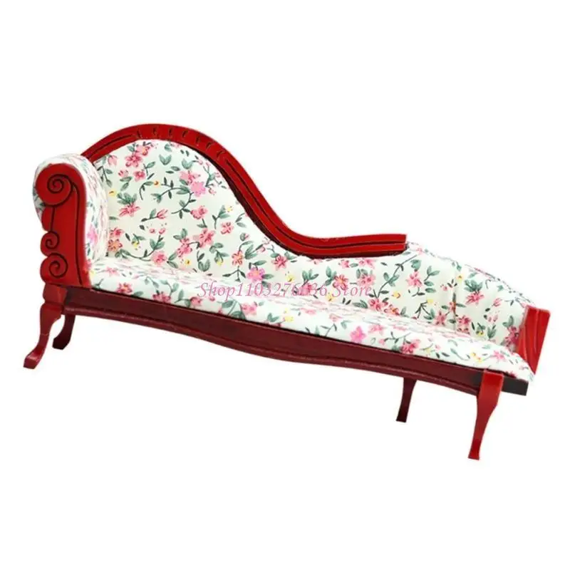 R6FD 1/12 Casas muñecas en miniatura Muebles cama tumbona - imagen 2