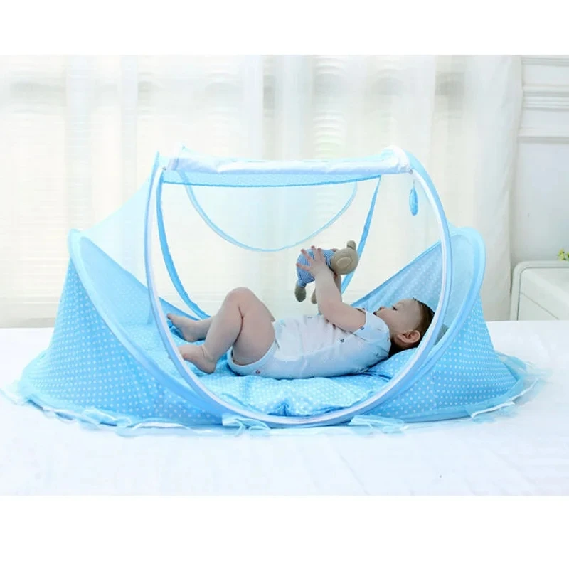 Juego de 3 piezas para niños, mosquitera portátil con diseño de doble cremallera para cama de bebé, mosquitera plegable de verano para recién nacido - imagen 3
