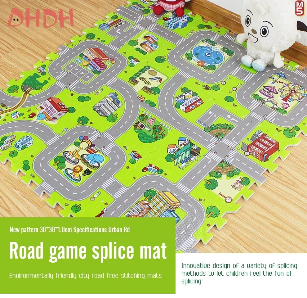 Alfombra de juego para bebés, 9 unids/lote, alfombra para niños, alfombra para niños, juguetes de suelo suave, suelo suave para tráfico, decoración del hogar, rompecabezas de espuma EVA para niños - imagen 5