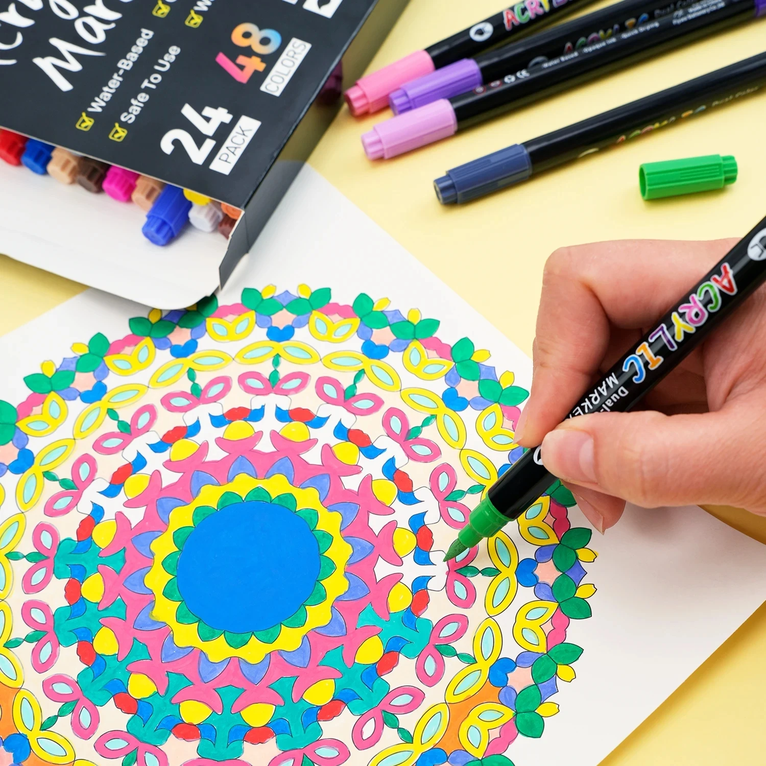 Rotuladores acrílicos doble punta para niños – Pintura sobre lienzo - imagen 2