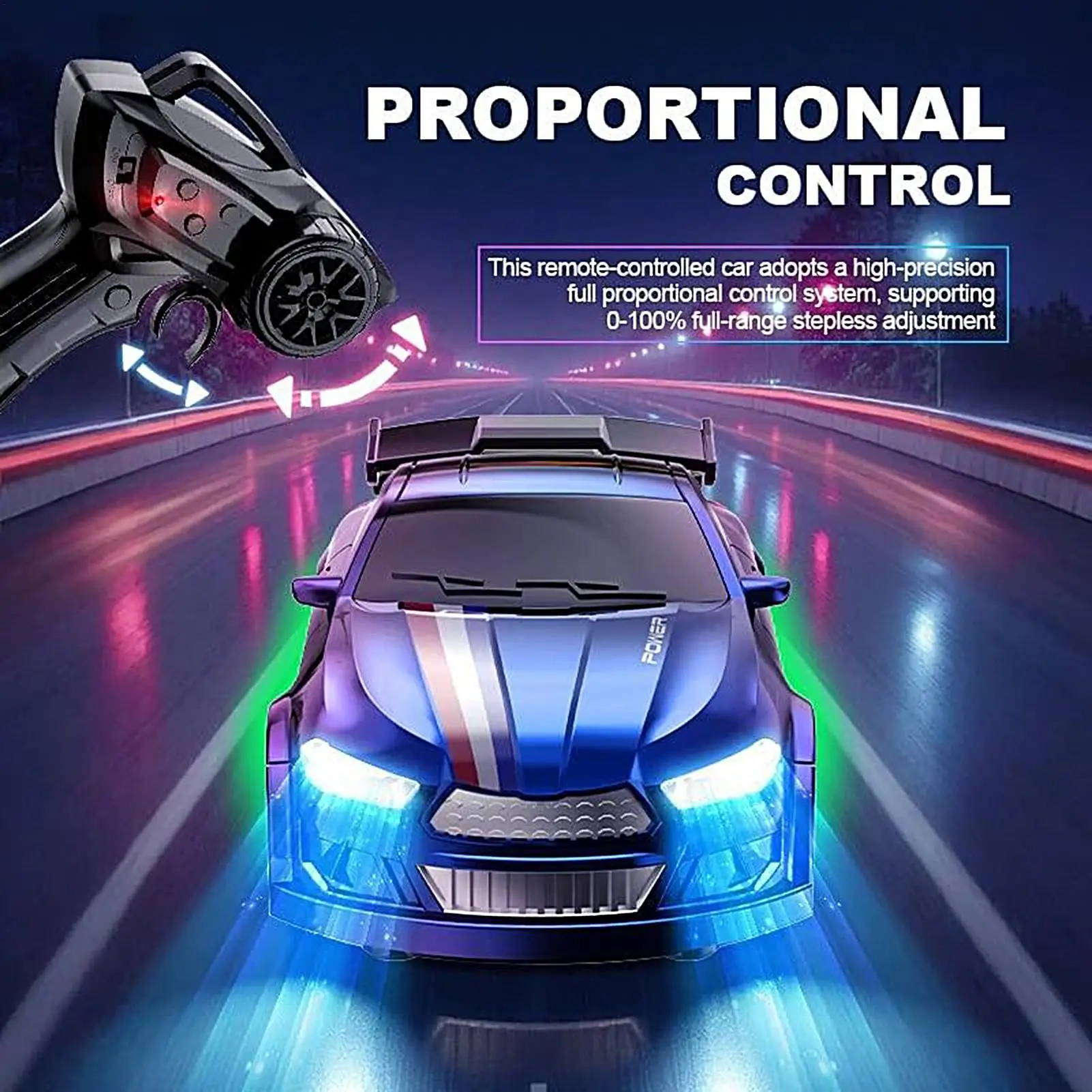 Coche de carreras eléctrico RC 1:64 4WD, juguete de derrape realista, vehículo de carreras ergonómico, juguetes para niños, regalo de Navidad - imagen 3