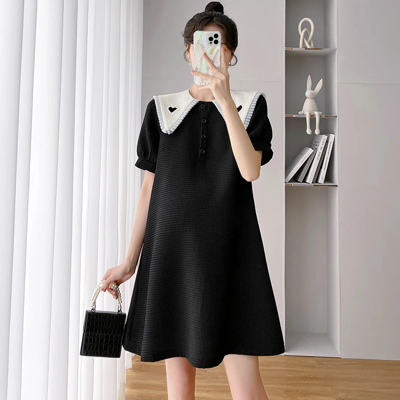 868 #   Vestido de maternidad de moda coreana de verano, ropa holgada de línea A bonita y dulce para mujeres embarazadas, ropa informal para embarazo - imagen 4