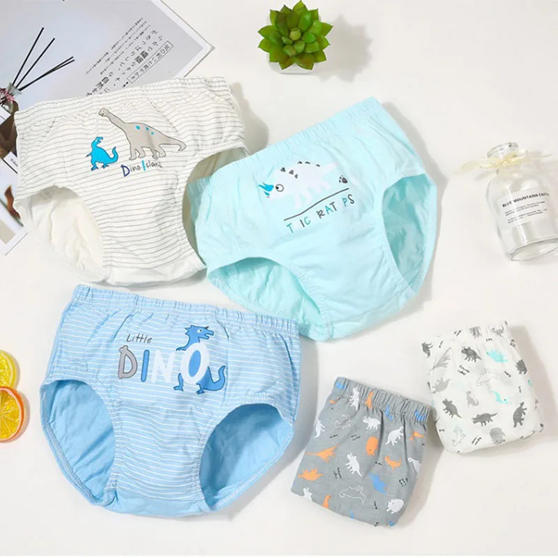 Ropa interior triangular de algodón para niños, pantalones cortos triangulares con dibujos de dinosaurios y acogedores, suaves y agradables para la piel, 5/10 Uds. - imagen 4
