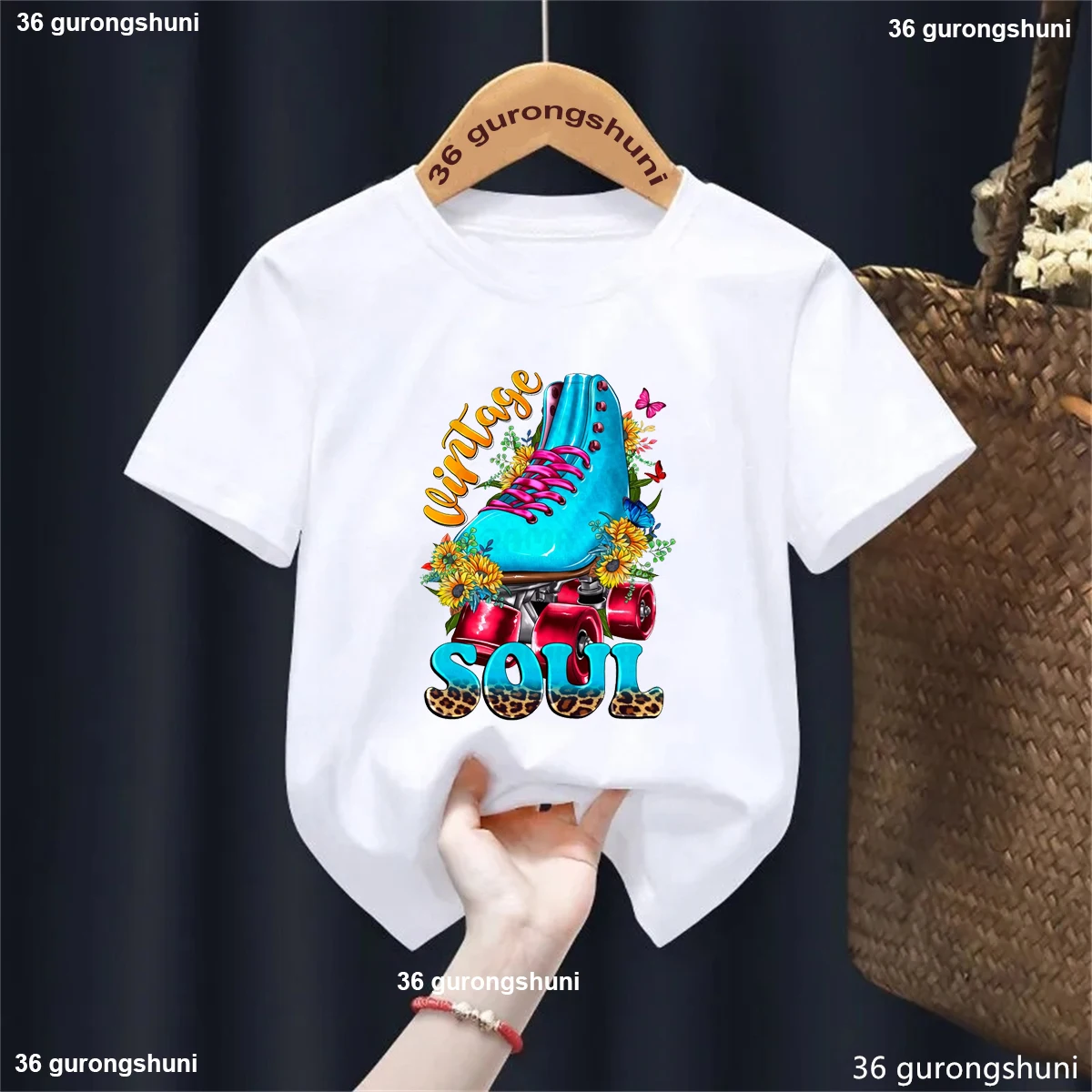 Camiseta con estampado con dibujo de Let'S Roll Girl, ropa para niños con alma de patinaje sobre ruedas para niñas, camiseta divertida Harajuku Kawaii para niños - imagen 4