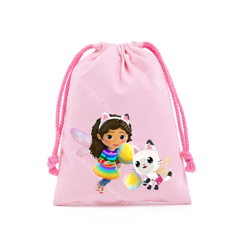 Gabby Dollhouses bolsas con cordón para niñas niños dibujos animados Anime 13x16CM bolsas de almacenamiento impresas bolso de mano lindos regalos de moda - imagen 3