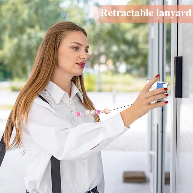1 paquete de soporte retráctil para insignia, llavero de carrete de insignia resistente con soporte para tarjetas de identificación, llavero con cordón retráctil - imagen 2