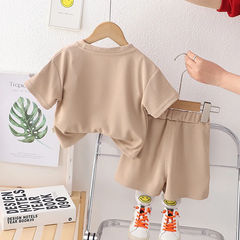 Nueva ropa de verano para bebés, traje para niños, camiseta a la moda, pantalones cortos a cuadros, 2 unids/set, ropa informal para niños pequeños, chándales para niños - imagen 5