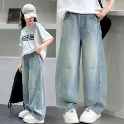 Pantalones vaqueros de pierna ancha para niñas – Ajustados largos informales