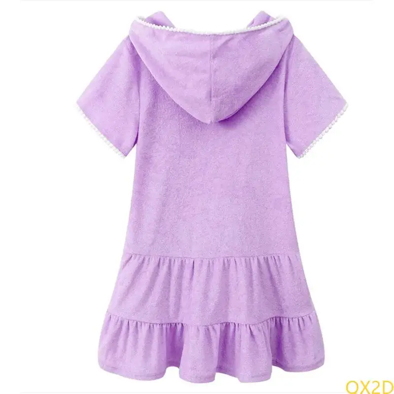 QX2D Girls Swim Cover Up con capucha con capucha con encapuchado Vestido encubrimiento trajes baño para niños Rente - imagen 5