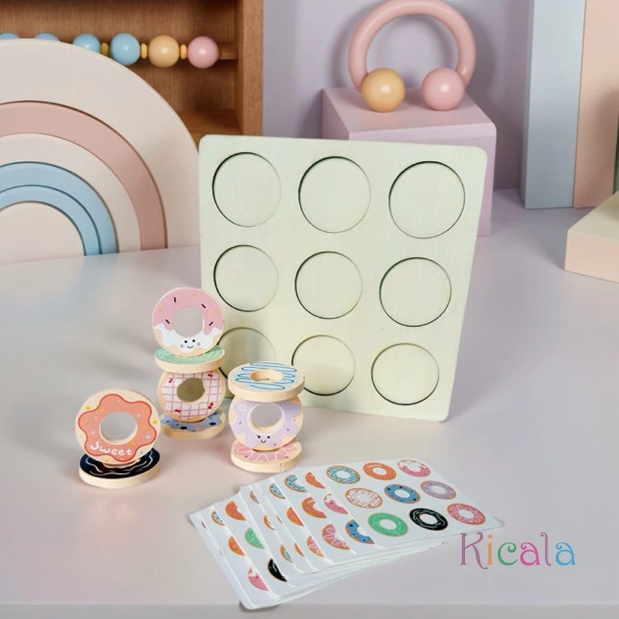 Bloques y rompecabezas de madera Donut – Juguete educativo infantil