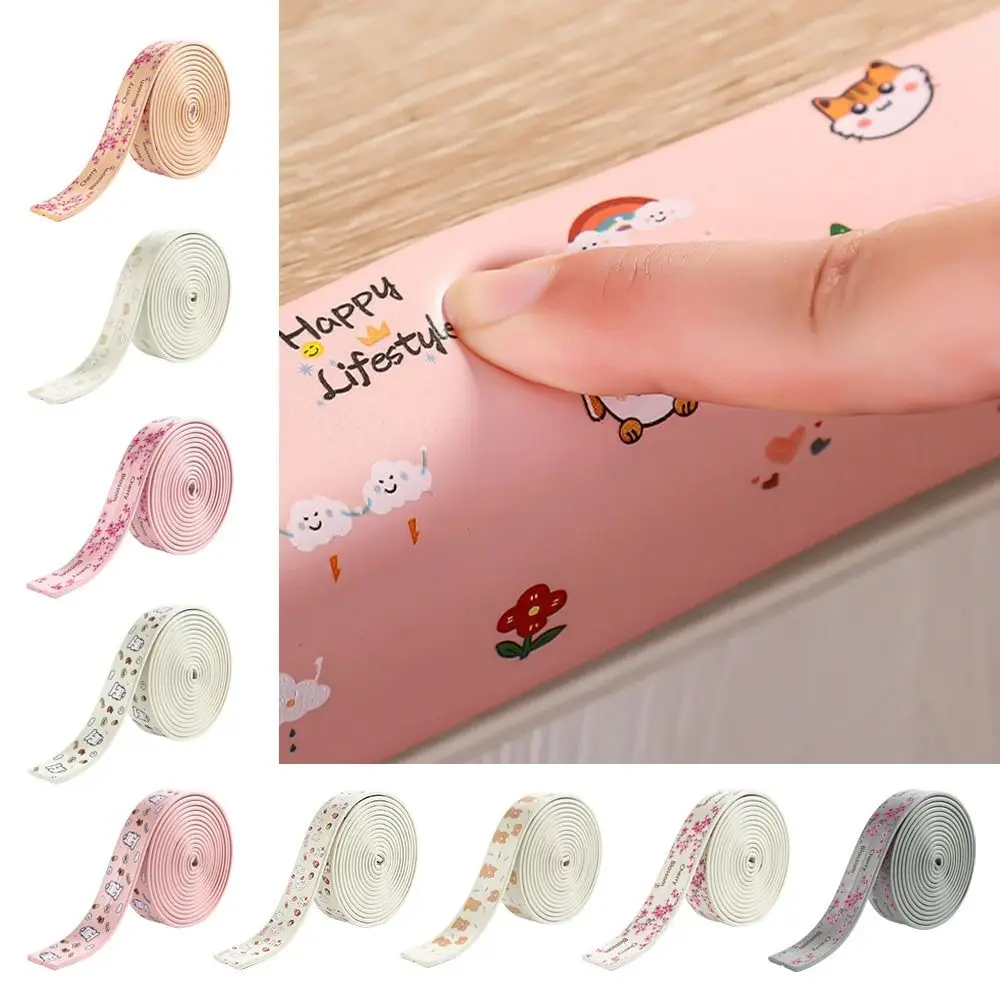 Tira protectora de borde de escritorio de 2m, Protector de esquina de pared suave de dibujos animados, cojín anticolisión de mesa impermeable grueso para seguridad del bebé